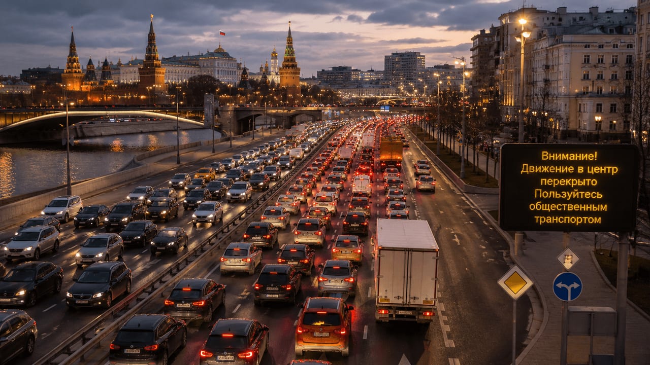 Вечером в Москве ожидаются 8-балльные пробки из-за перекрытий