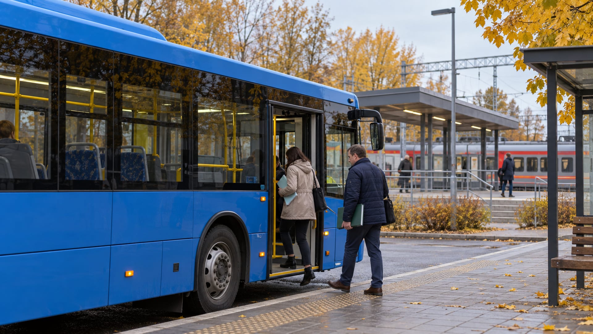avtobus-posadka-passazhirov.jpg	Пассажиры садятся в синий автобус возле железнодорожной станции