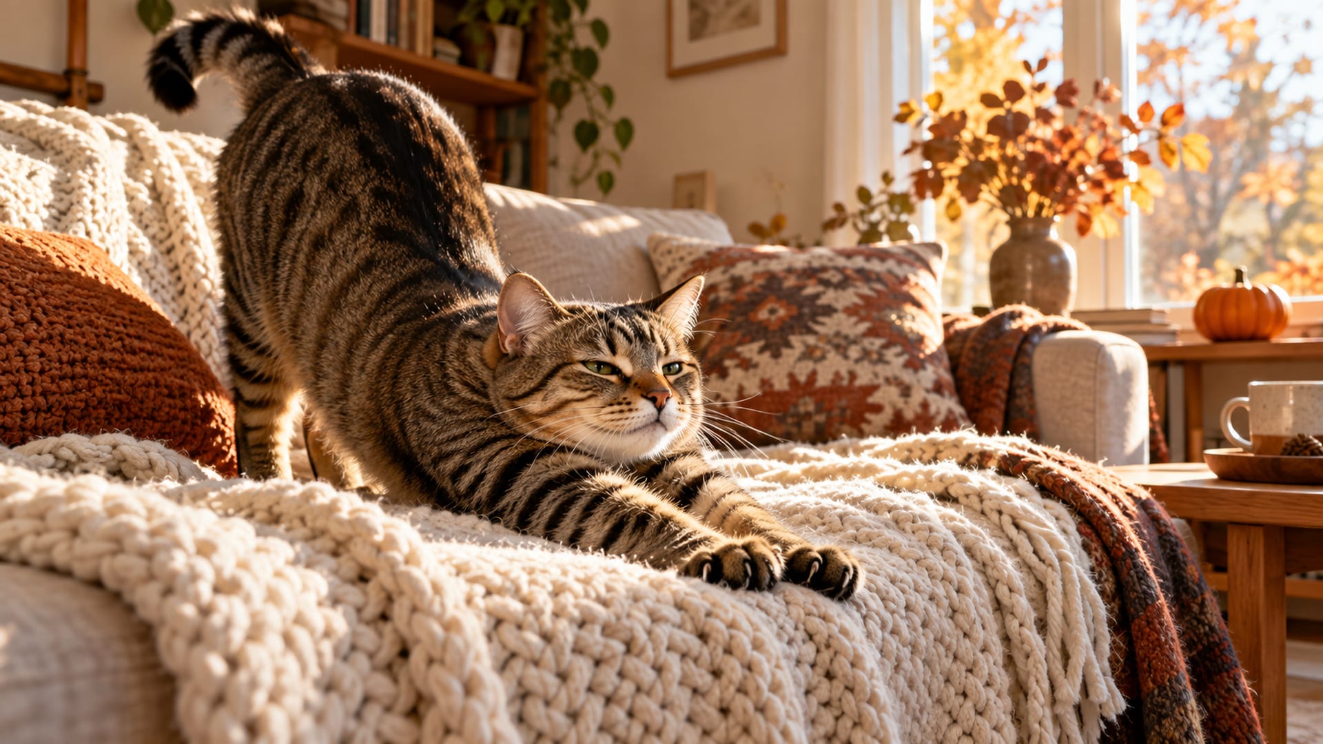 Кот потягивается