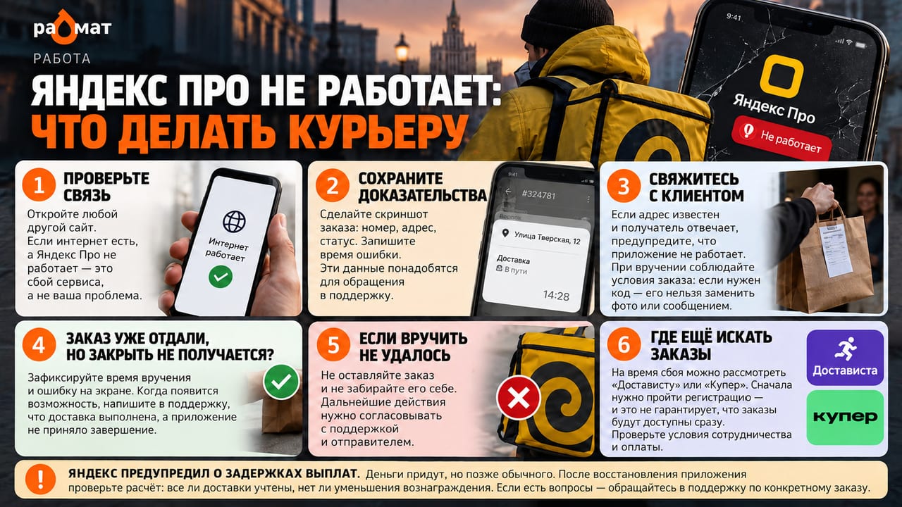Что делать курьеру, если не работает Яндекс Про?
