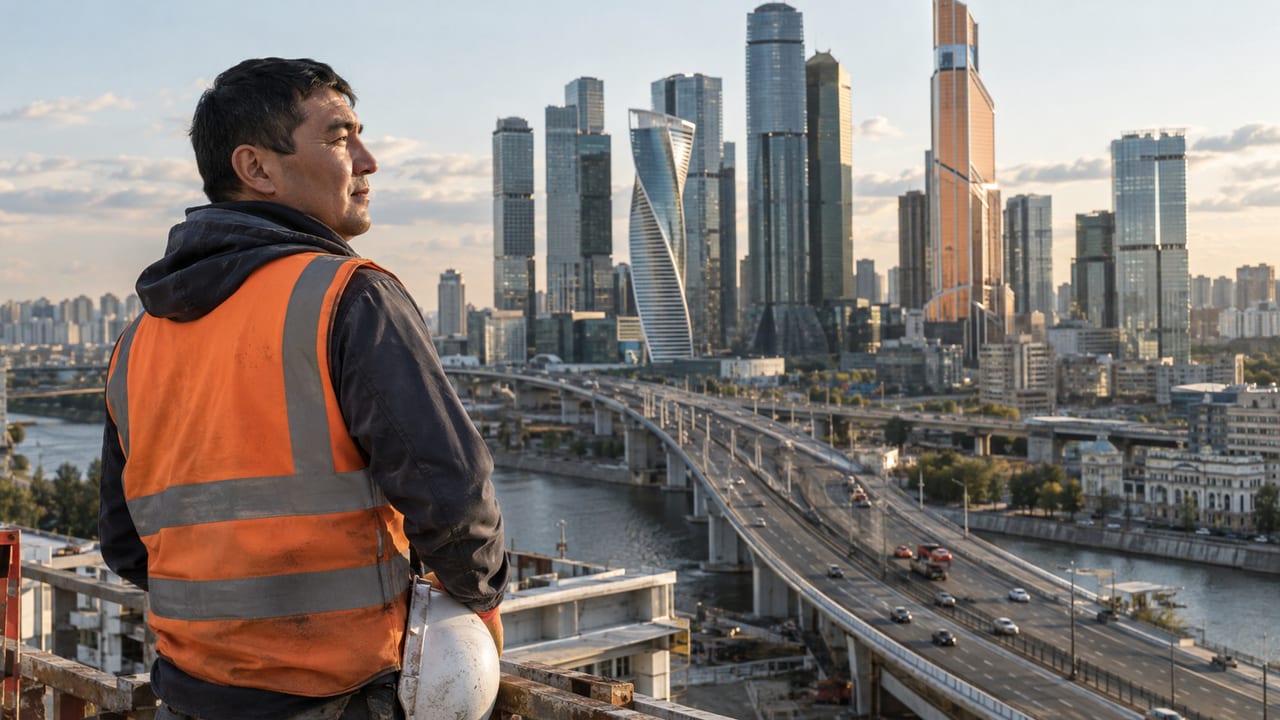 Строитель мигрант в Москве
