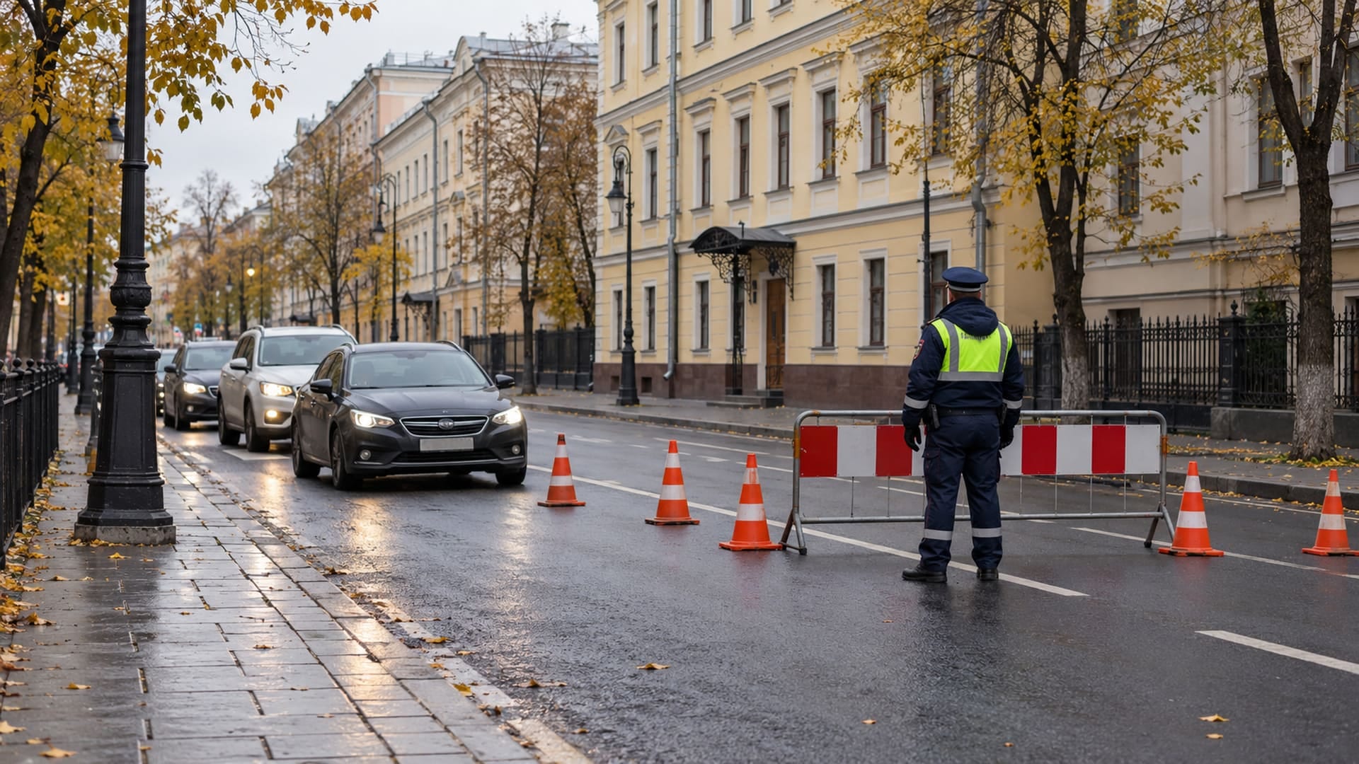 В центре Москвы перекрыли улицы и мосты, пробки могут достичь девяти баллов