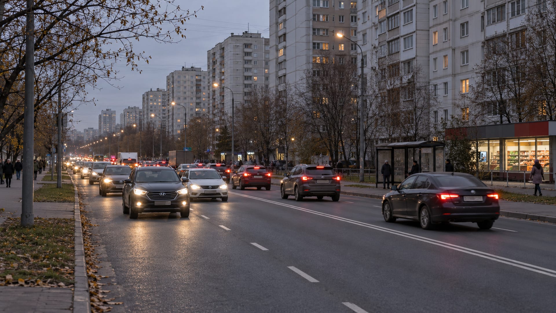 В Москве вечером ожидают пробки до девяти баллов
