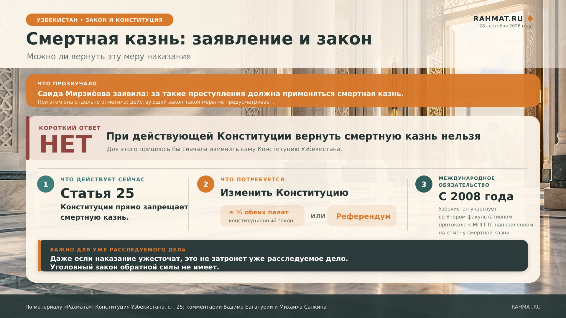 Смертная казнь в Узбекистане: инфографика