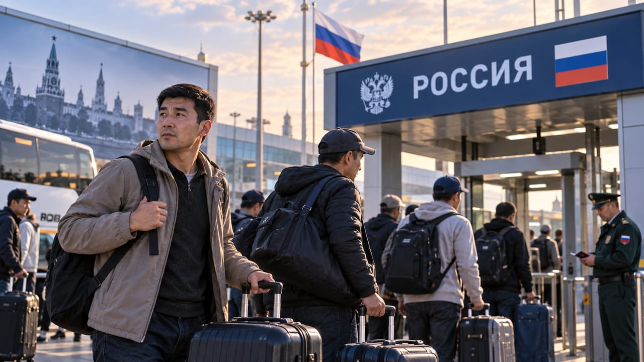 Узбекистанцы у российского погранперехода